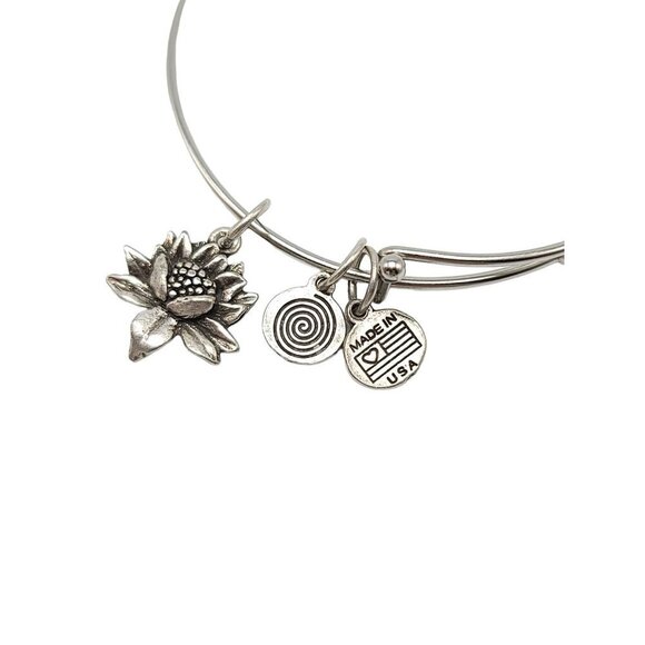 Alex & Ani Clea Ray Lotus Flower Pendant Silver Toned Bracelet - Picture 2 of 4